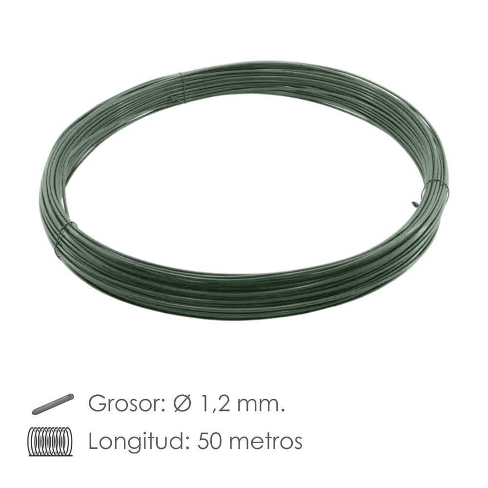 Alambre Plastificado 1,2 mm. Verde (Rollo 50 metros)