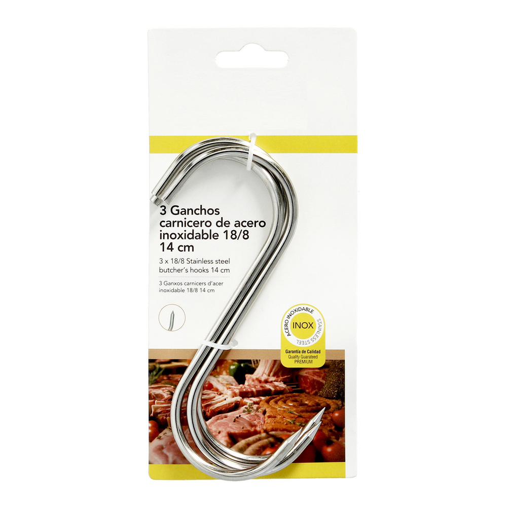Blister 3 Ganchos Carnicero Inoxidables Nº 14