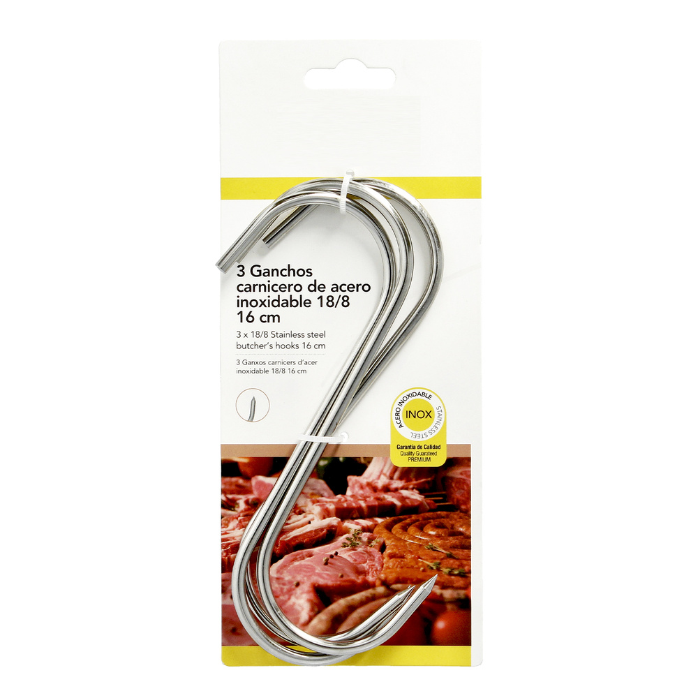Blister 3 Ganchos Carnicero Inoxidables Nº 16