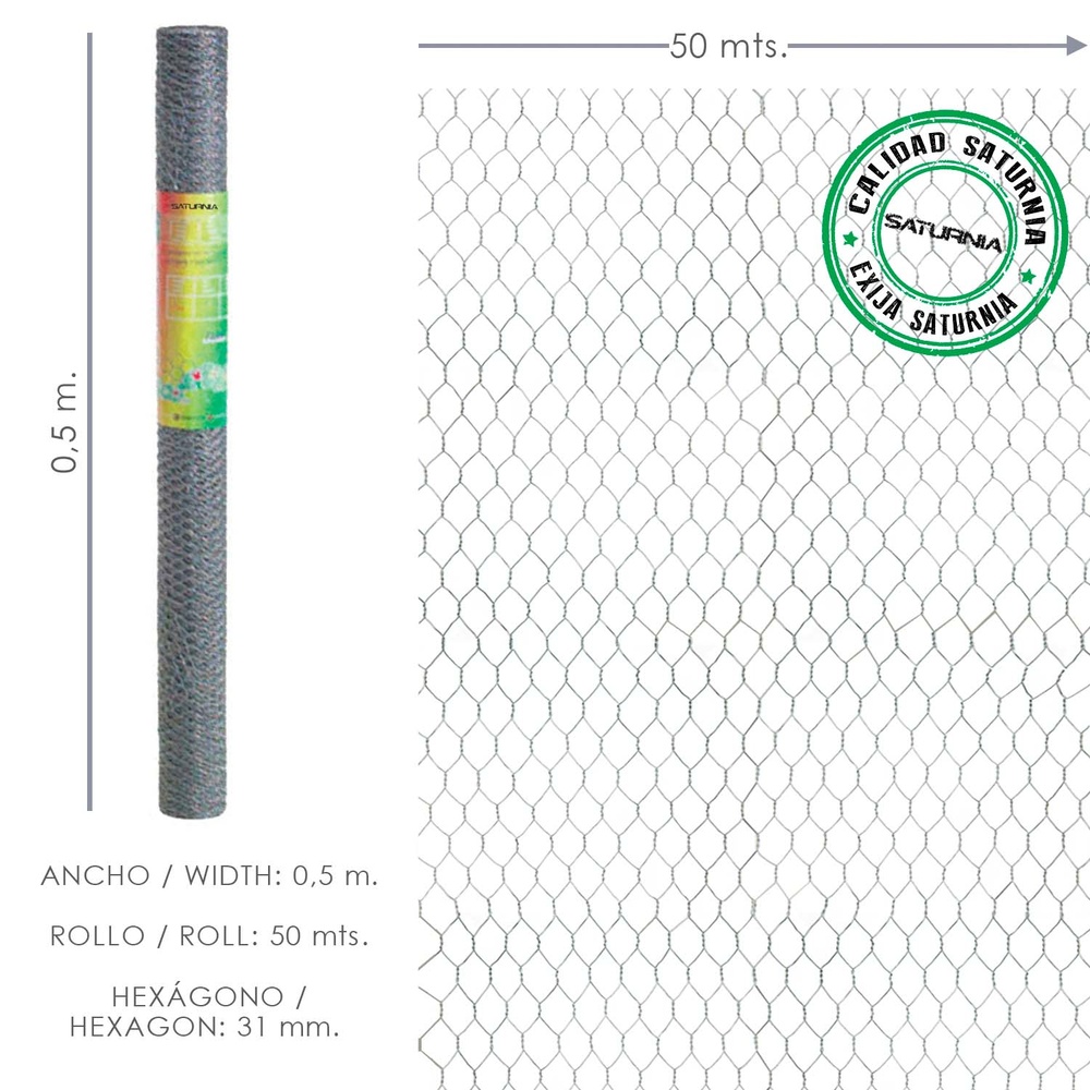 Enrejado T.t.galv.31 Conejera 1,00X50M - Garciventa