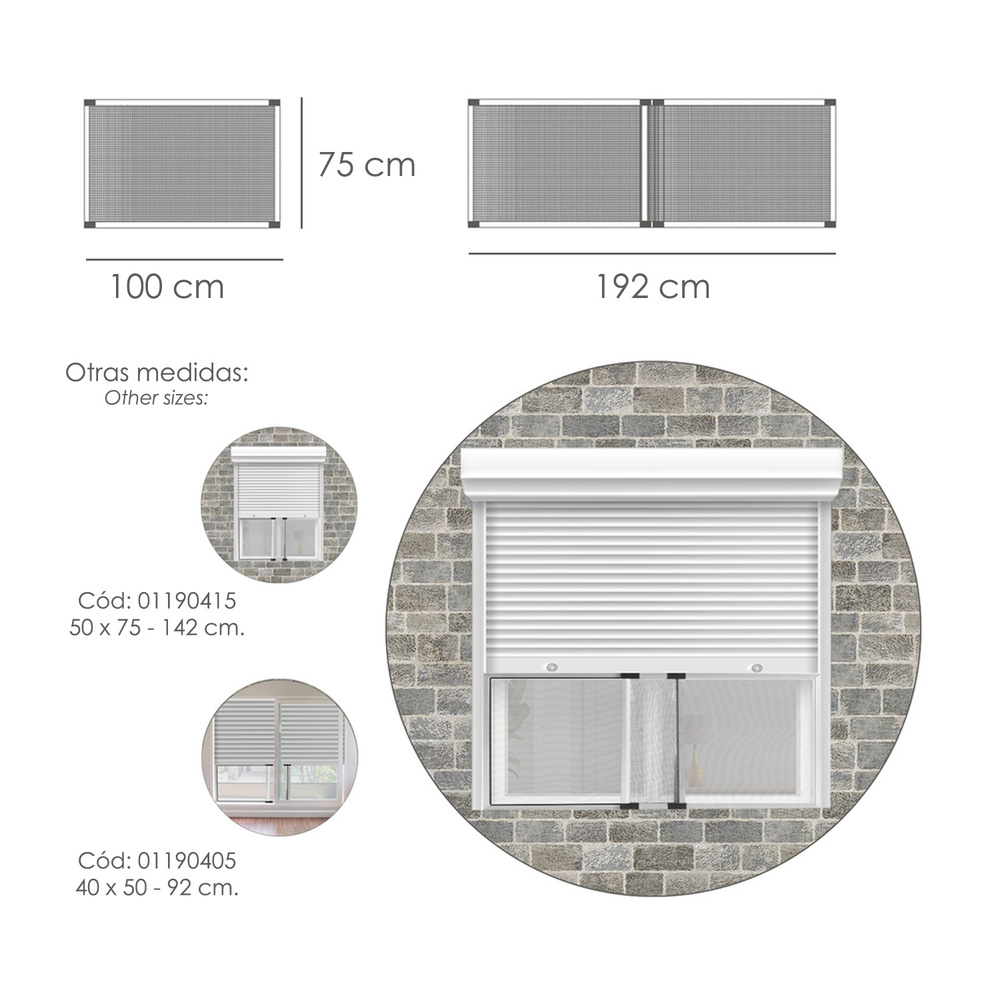 Mosquitera Extensible Marco Aluminio 75 x 100/192 cm. 