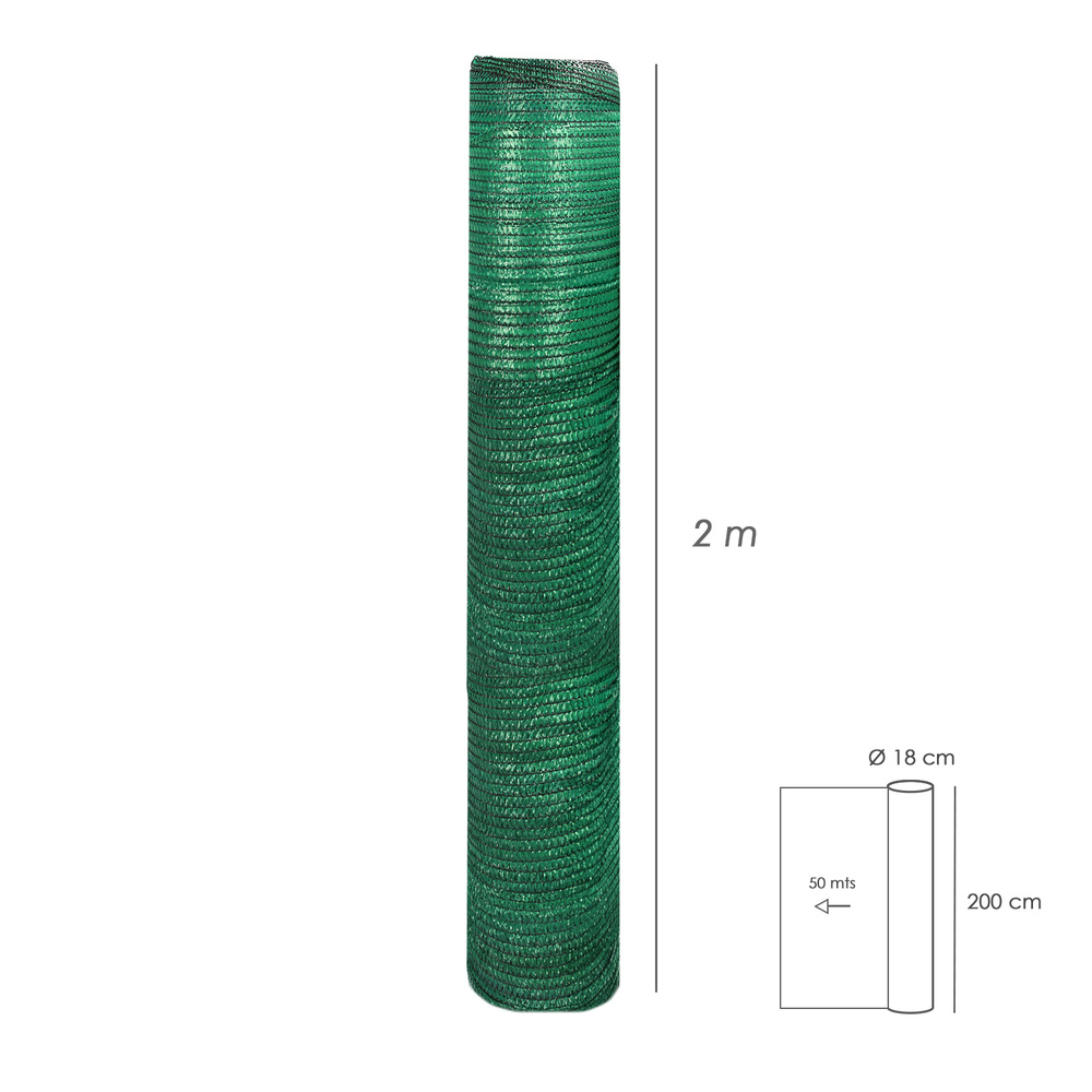 Malla Sombreo Verde Claro 2,0 metros Rollo 50 Metros