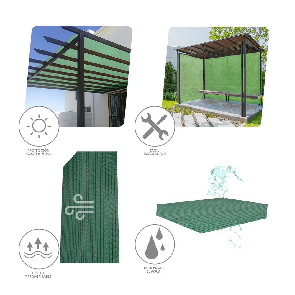 Malla Sombreo Verde Claro 2,0 metros Rollo 50 Metros