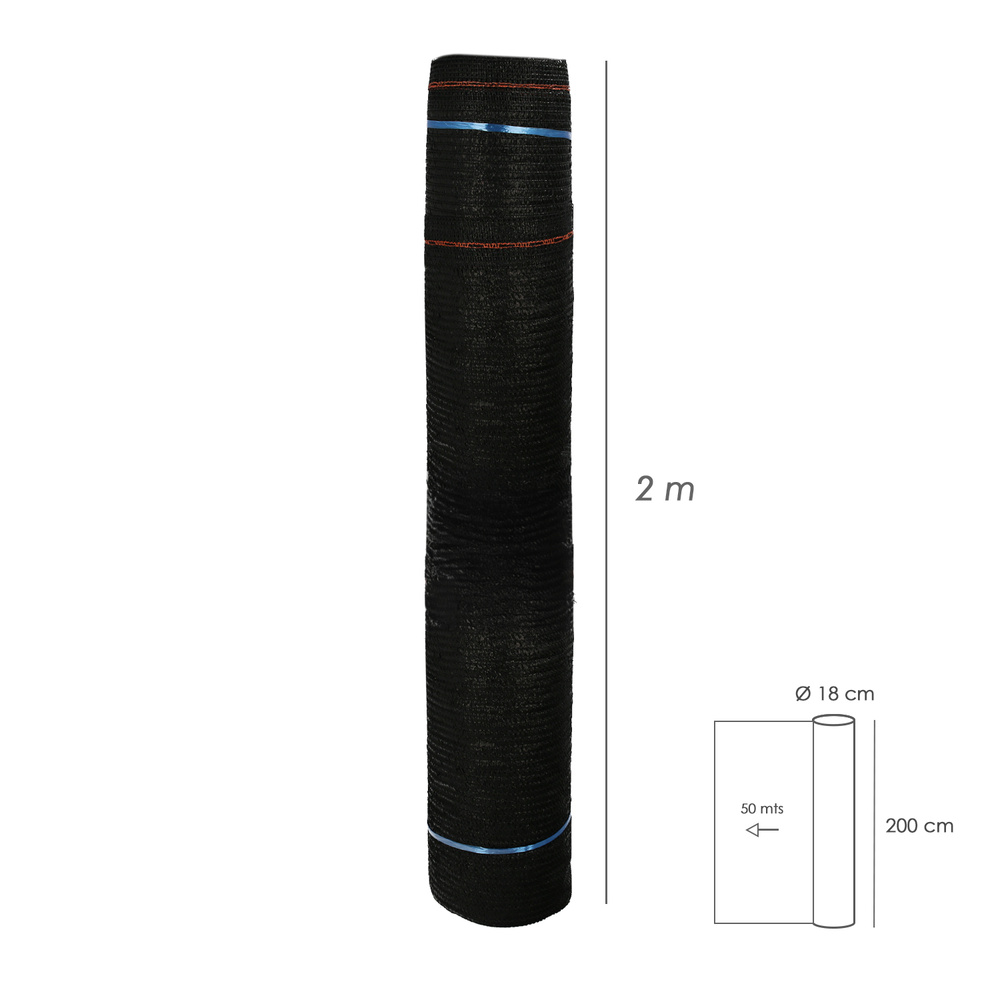 Malla Sombreo Negro 2,0 Metros Rollo 50 Metros