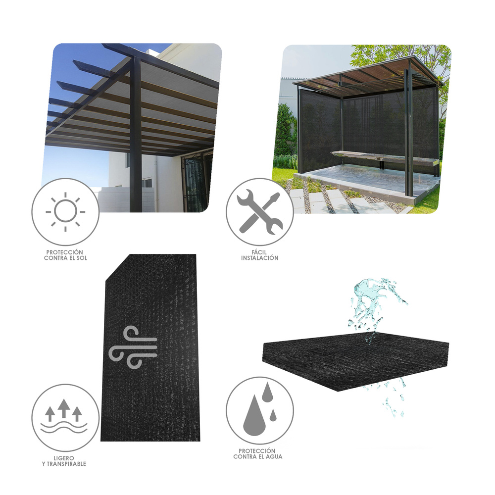 Malla Sombreo Negro 2,0 Metros Rollo 50 Metros