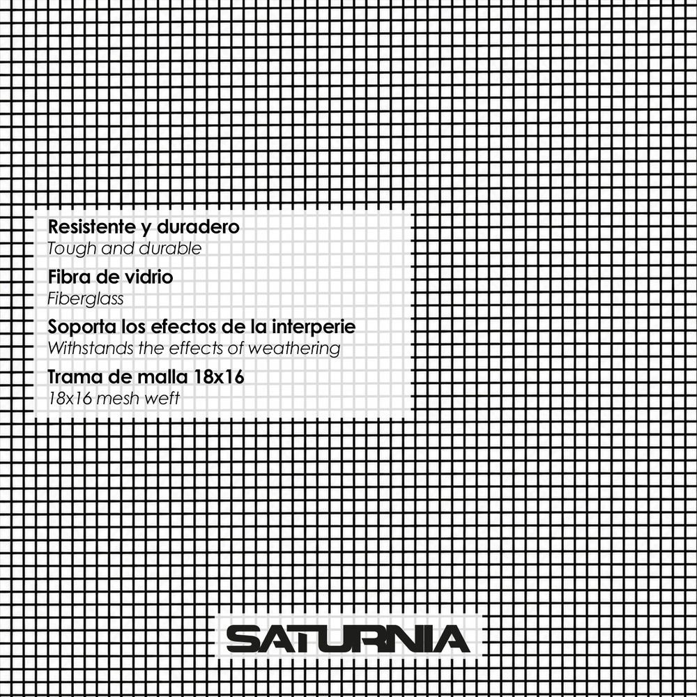Tela Mosquitera Fibra Vidrio Gris 18x16 Ancho 100 cm. Rollo 50 metros.