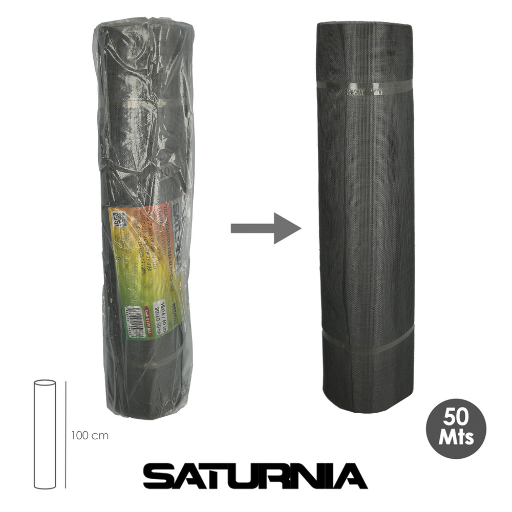 Tela Mosquitera Fibra Vidrio Gris 18x16 Ancho 100 cm. Rollo 50 metros.