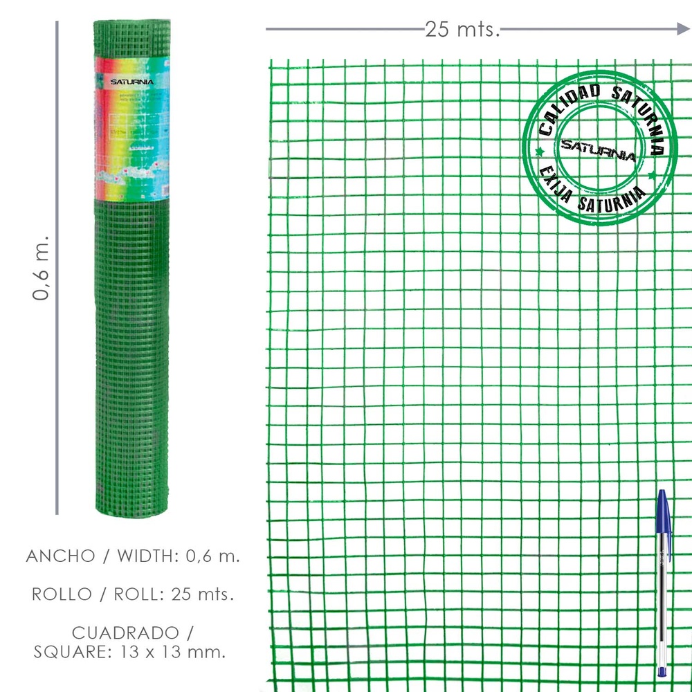 ▷🥇 distribuidor malla electrosoldada plastificada corral 13x13 / 60 rollo 25 metros | Mayorista Ferretería 【AFT】