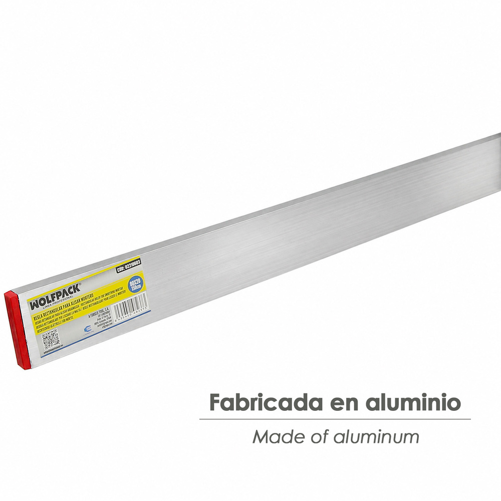 Regla Aluminio Rectangular Para Alisar Mortero 80x20 mm. Longitud 150 cm.