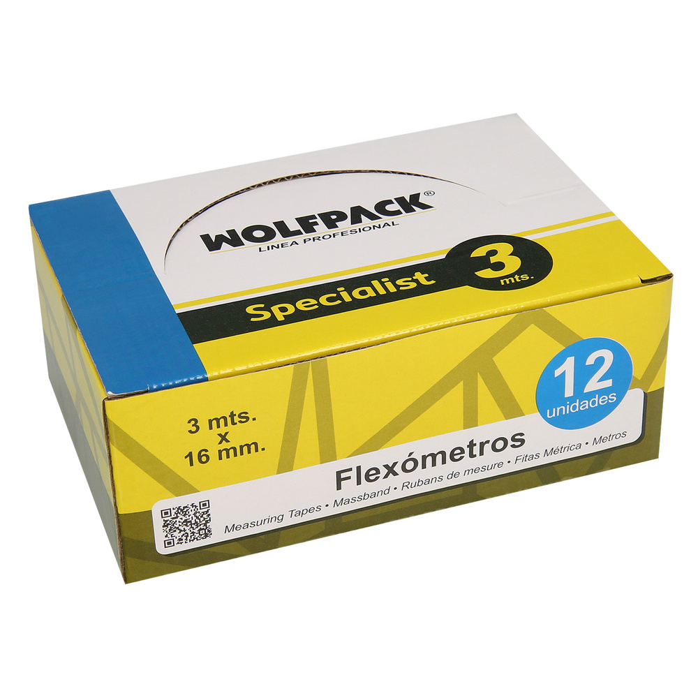 Expositor 12 Flexometros Sin Freno 3 metros / Ancho de cinta 16 mm. 
