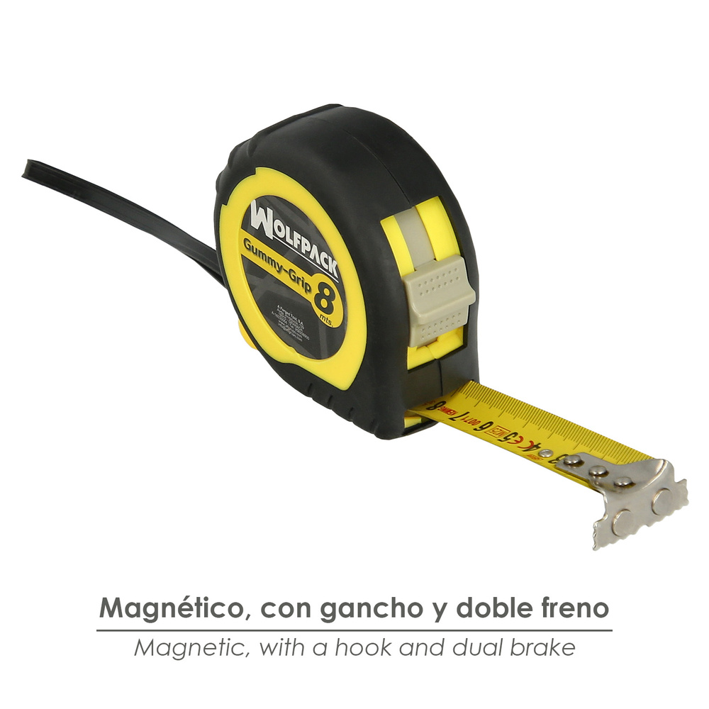Flexometro Magnetico Grip Topline Con Freno 8 metros / 25 mm.