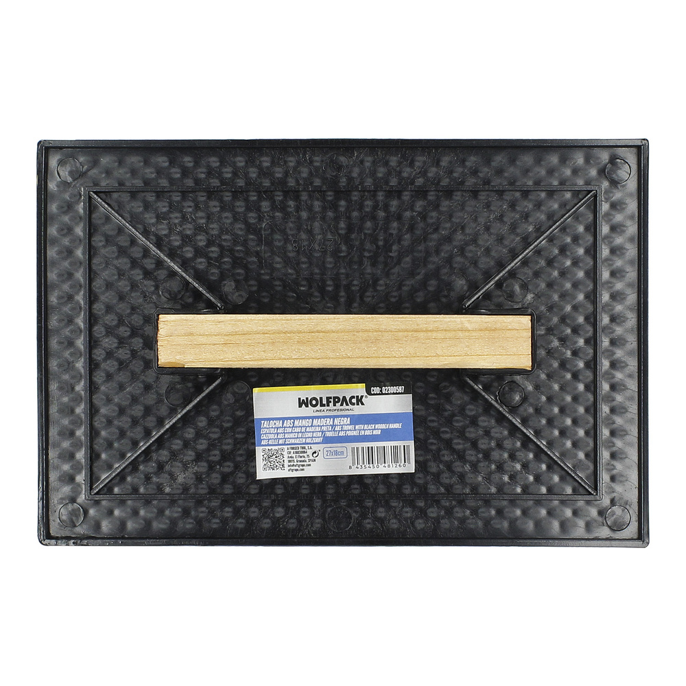 Talocha Plastico 27x18 cm. Mango Madera Negra Con Alveolos