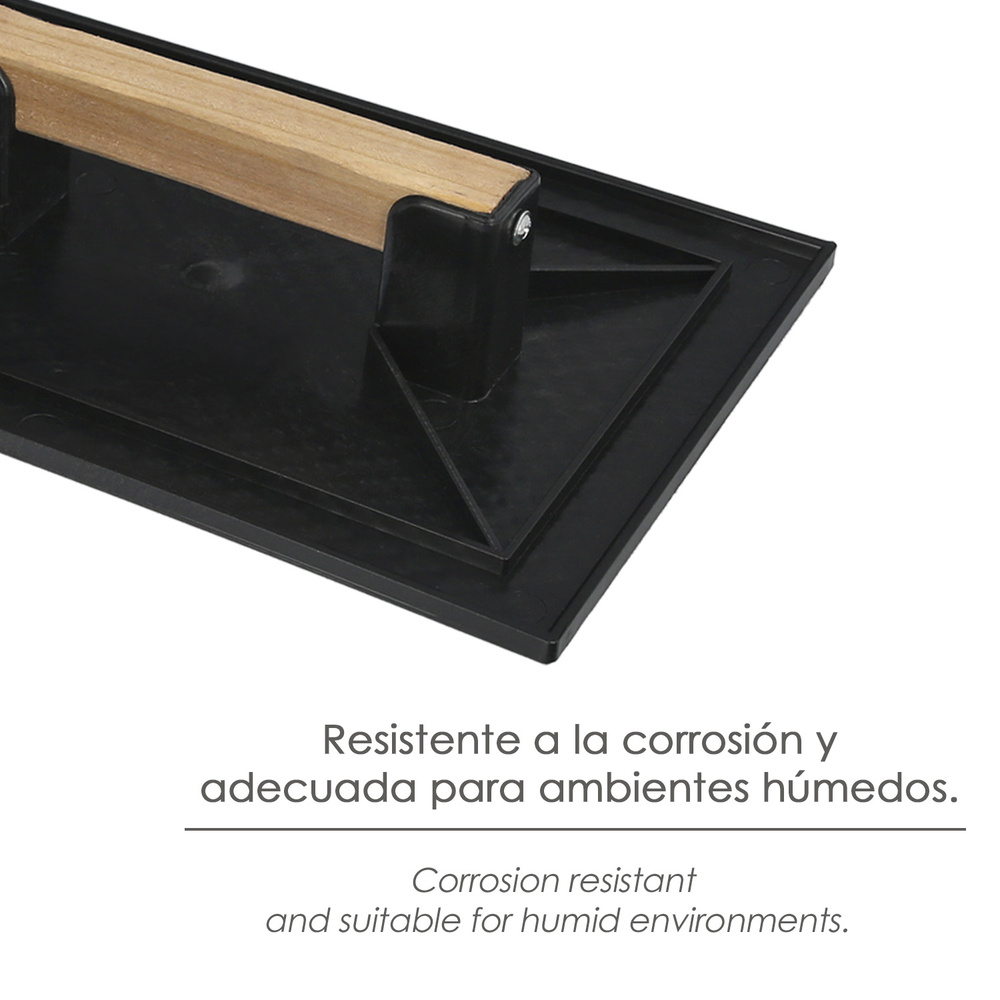 Talocha Plastico 32x22 cm. Mango Madera Negra Con Alveolos