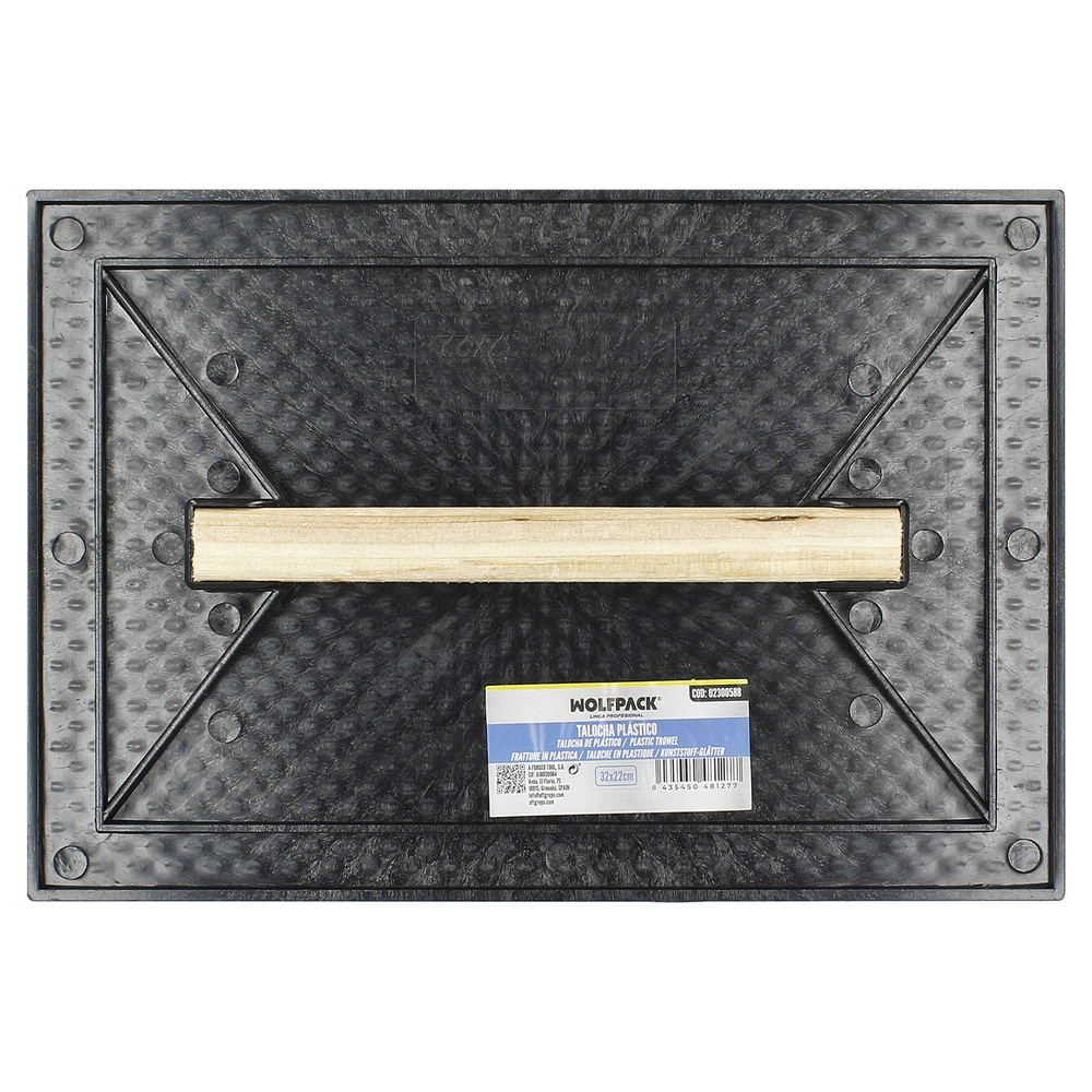 Talocha Plastico 32x22 cm. Mango Madera Negra Con Alveolos