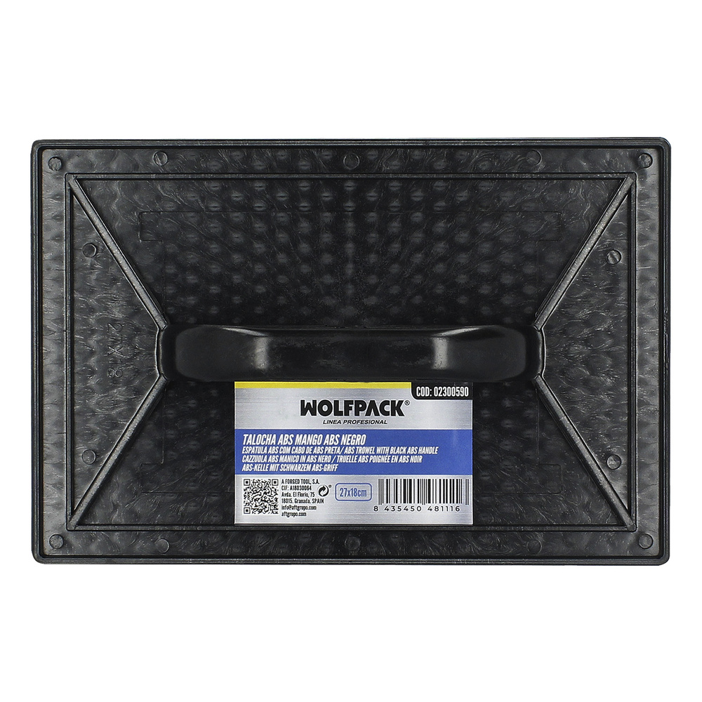 Talocha Plastico 27x18 cm. Mango Redondo Negro Con Alveolos