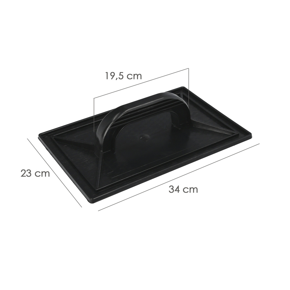 Talocha Plastico 34x23 cm. Mango Redondo Negro Con Alveolos