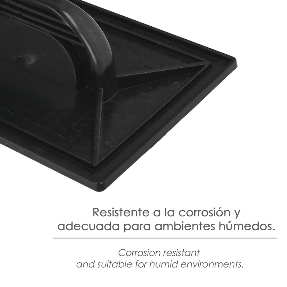 Talocha Plastico 34x23 cm. Mango Redondo Negro Con Alveolos