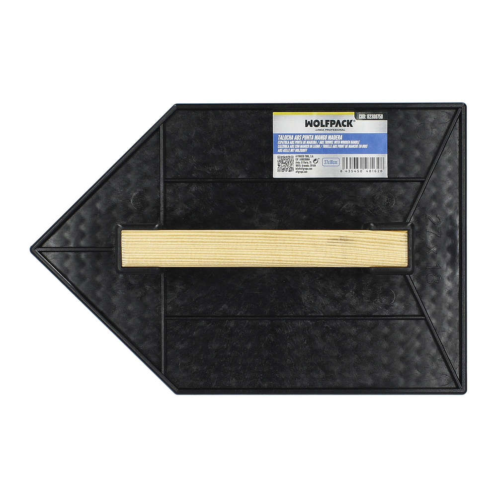 Talocha Plastico Punta Mango Madera 27x18 cm. Negro Con Alveolos.