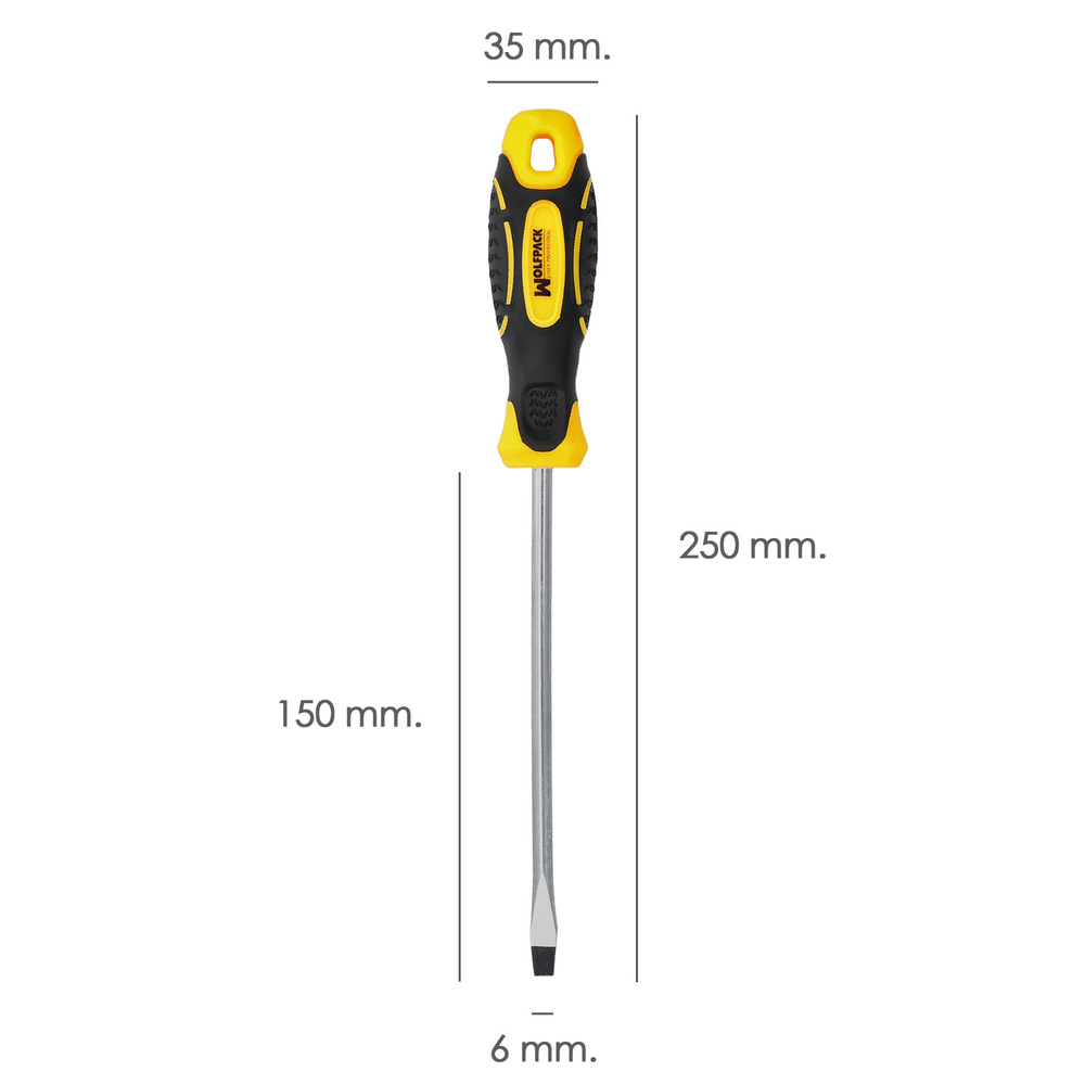 Destornillador Bimaterial Boca Estampada 6x150 mm.