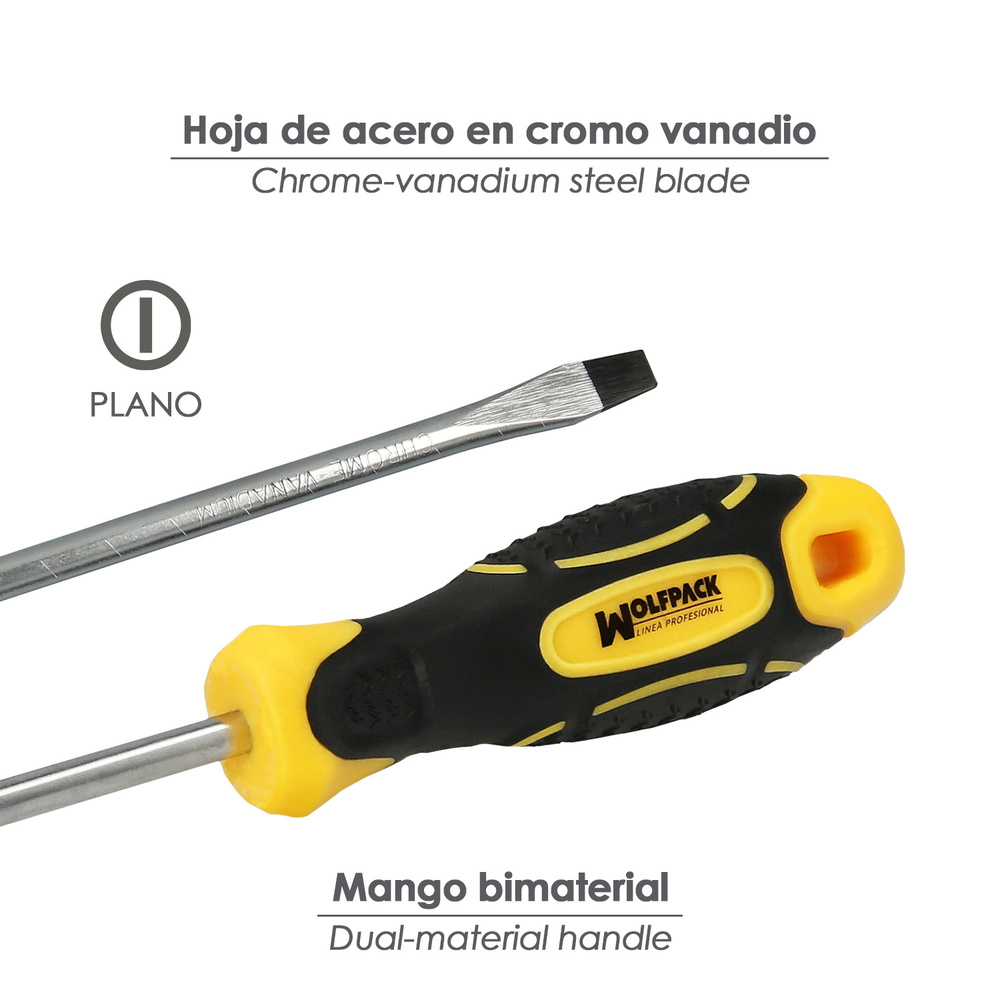 Destornillador Bimaterial Boca Estampada 6x150 mm.
