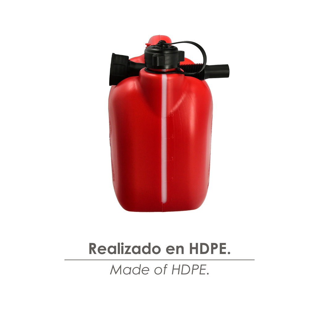 Bidón Homologado Para Gasolina De 5 Litros Fabricado En Polietileno De Alta Densidad.