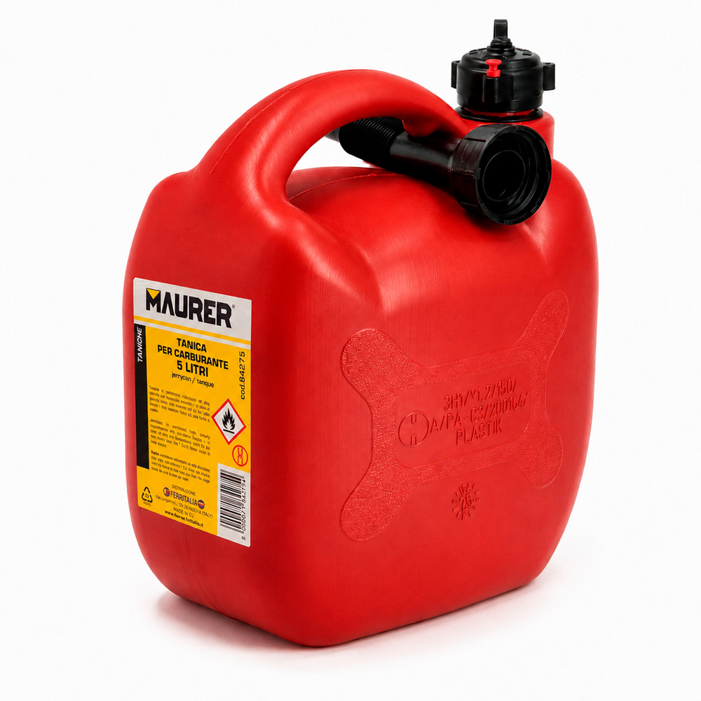 Bidón Homologado Para Gasolina De 5 Litros Fabricado En Polietileno De Alta Densidad.