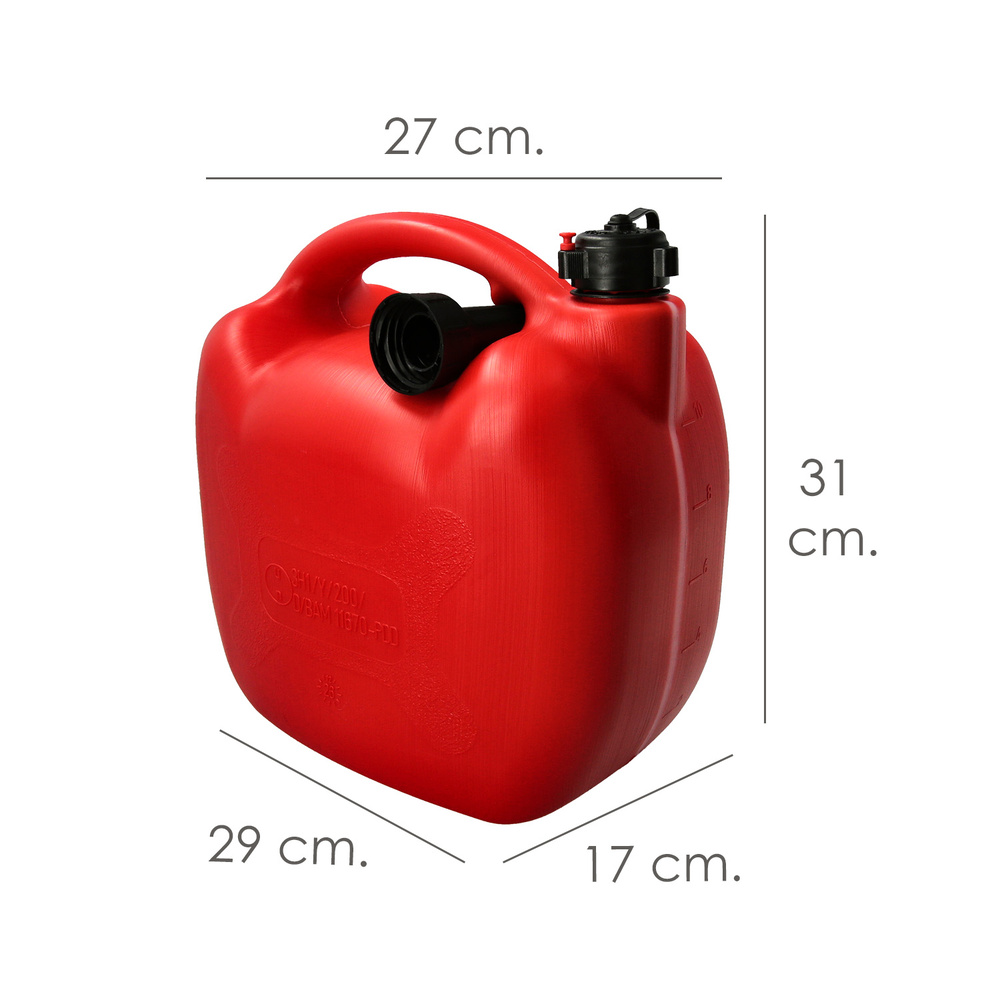 Bidón Homologado Para Gasolina De 10 Litros Fabricado En Polietileno De Alta Densidad.