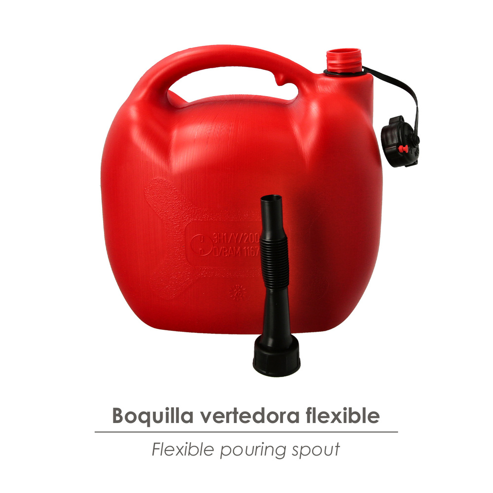 Bidón Homologado Para Gasolina De 10 Litros Fabricado En Polietileno De Alta Densidad.