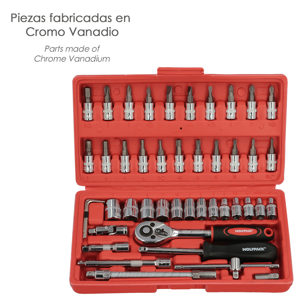 ▷🥇 distribuidor juego de llaves de vaso y puntas 1/4 46 piezas