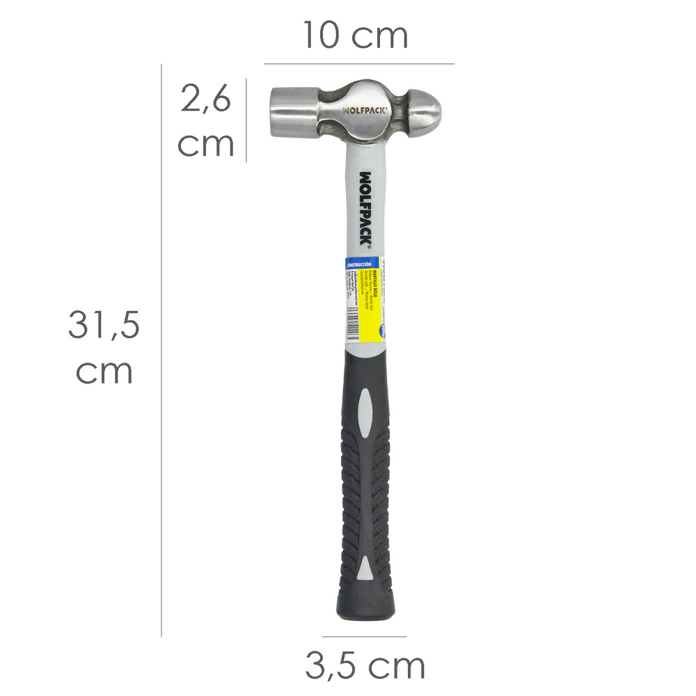 Martillo Bola 500 Gramos Mango Fibra Vidrio