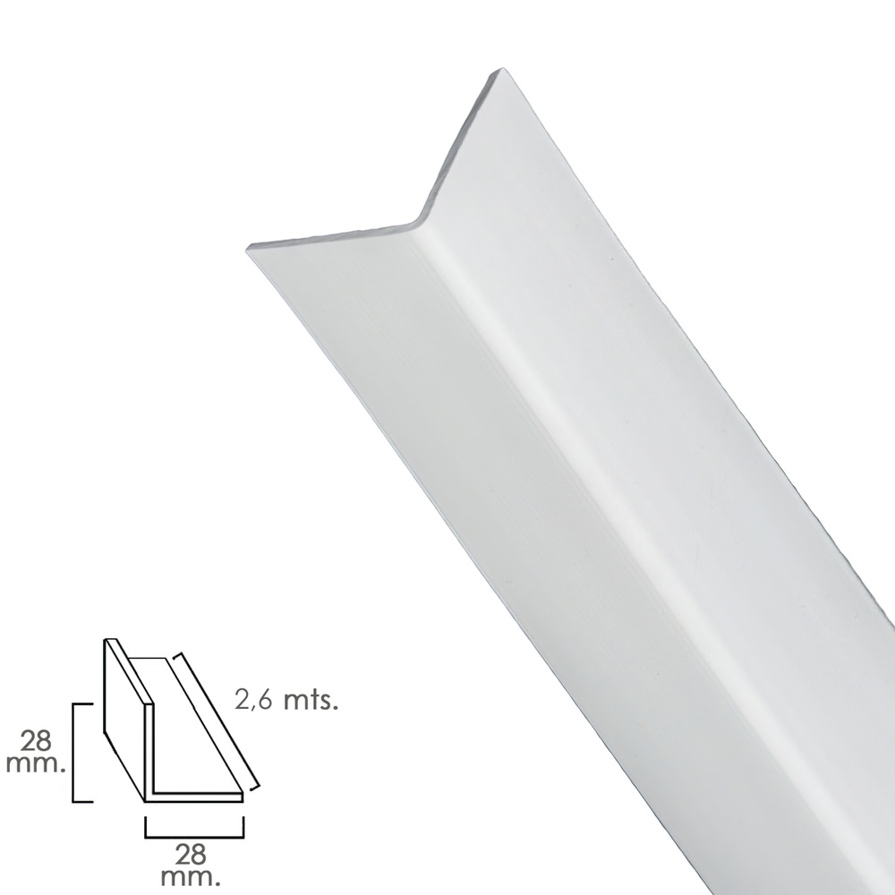 ▷🥇 distribuidor perfil pvc angulo 28x28 mm blanco barra 2,5 metros