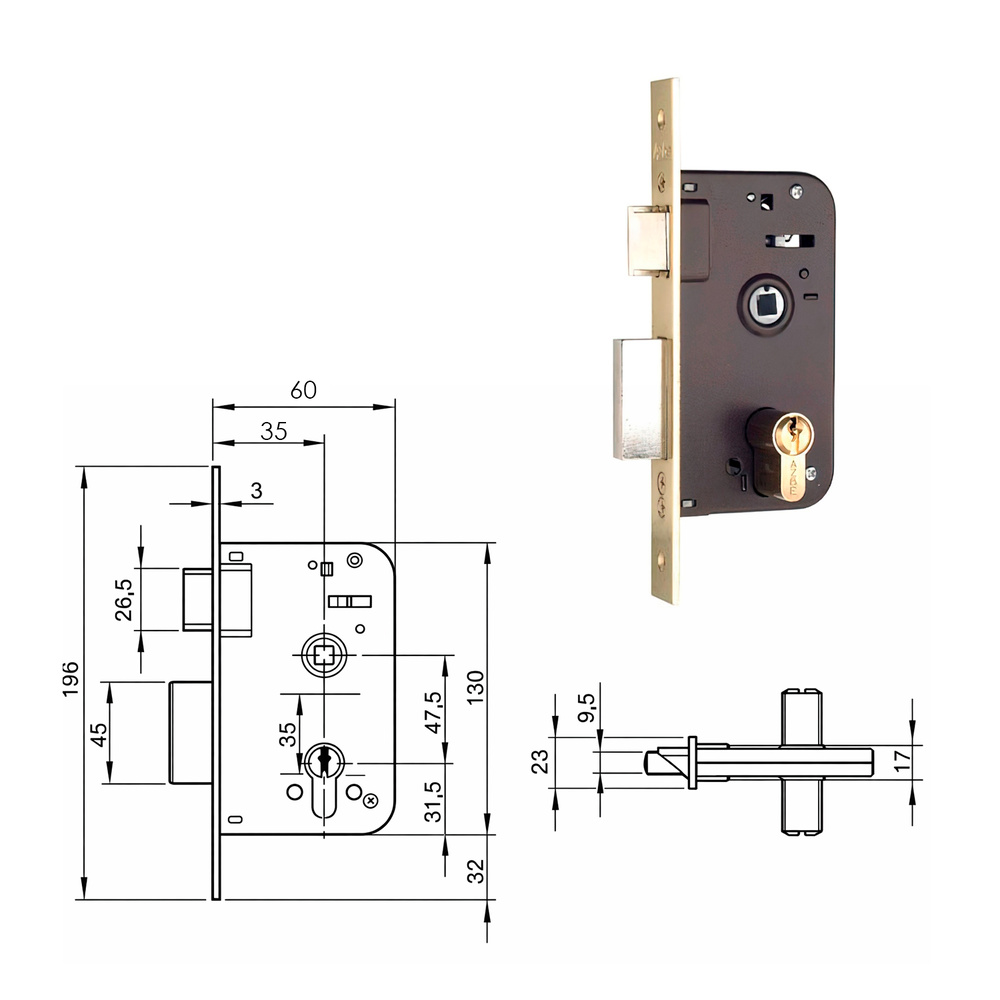 Cerradura Yale  600-hl/60x35            