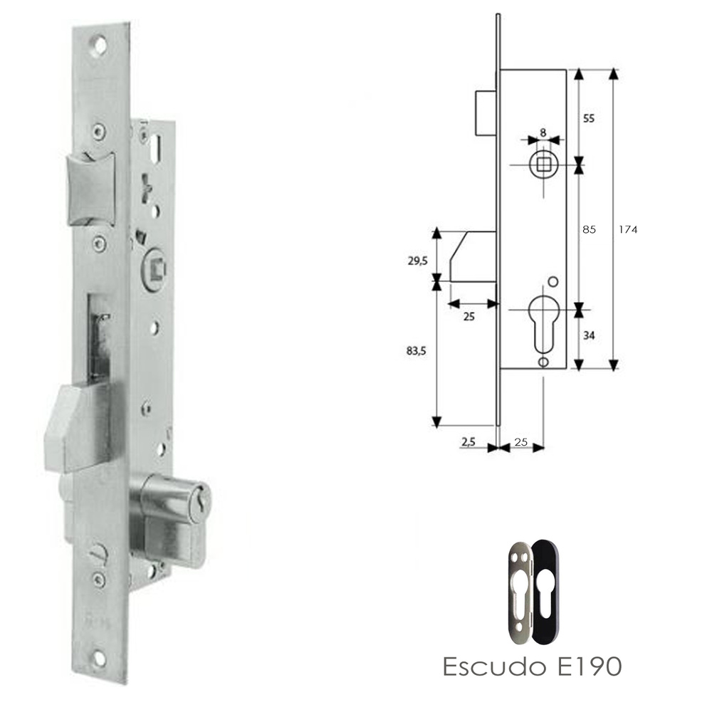 ▷🥇 distribuidor cerradura tesa 2210/25/3ni con escudo de seguridad e190