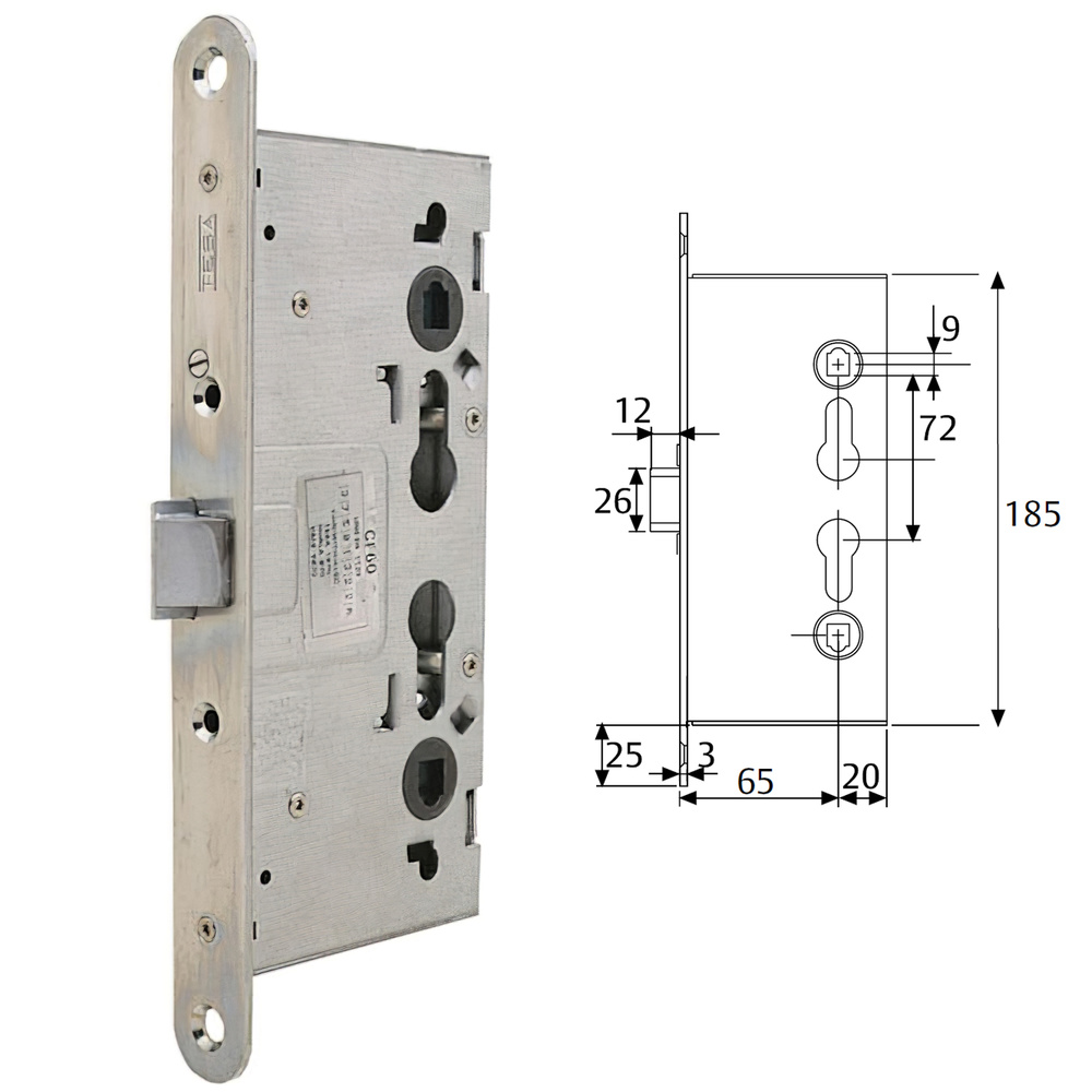 ▷🥇 distribuidor cerradura tesa antipanico cf60 /65 mm frente zincado