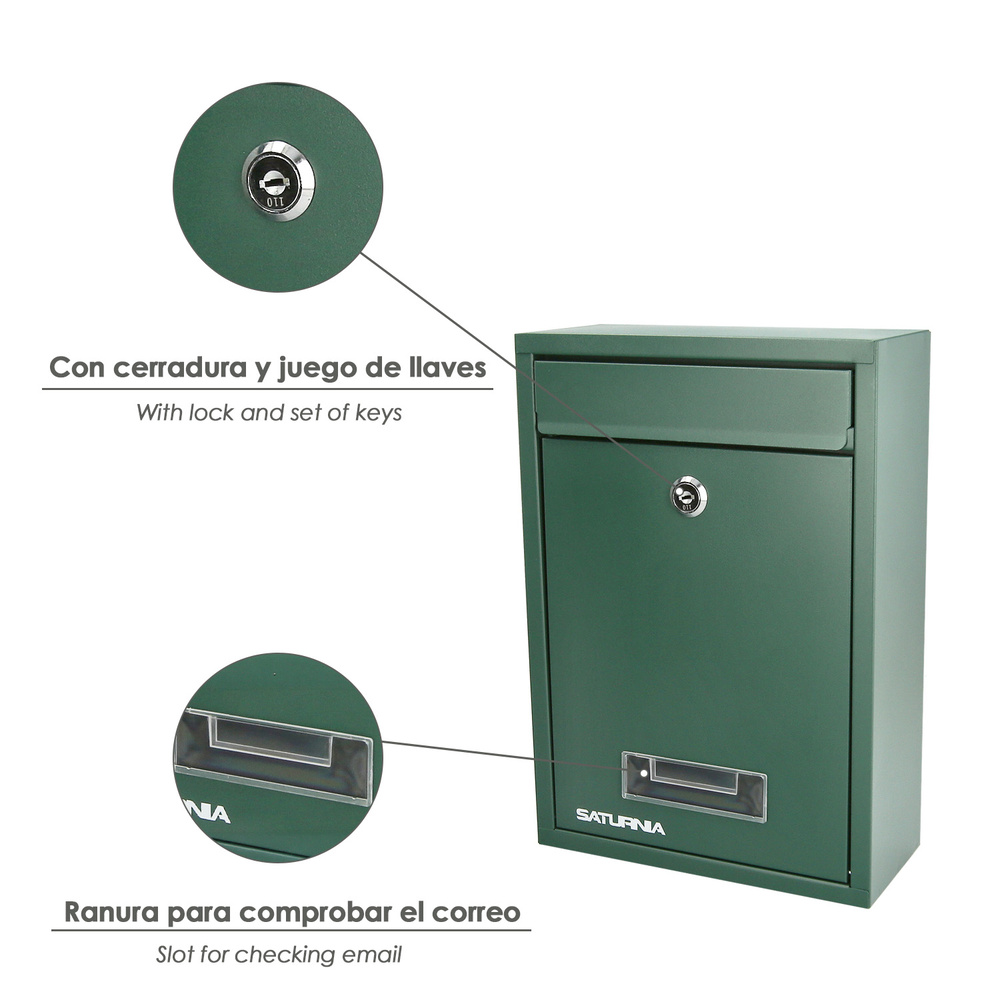 Buzon Square Verde 26 x 9 x 31 (Alt.) cm.