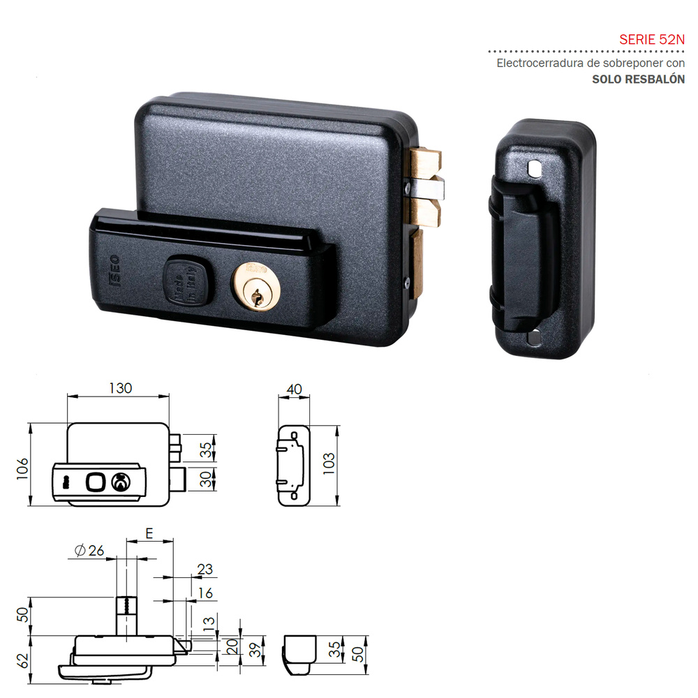 Cerradura Iseo Serie 52N Reversible