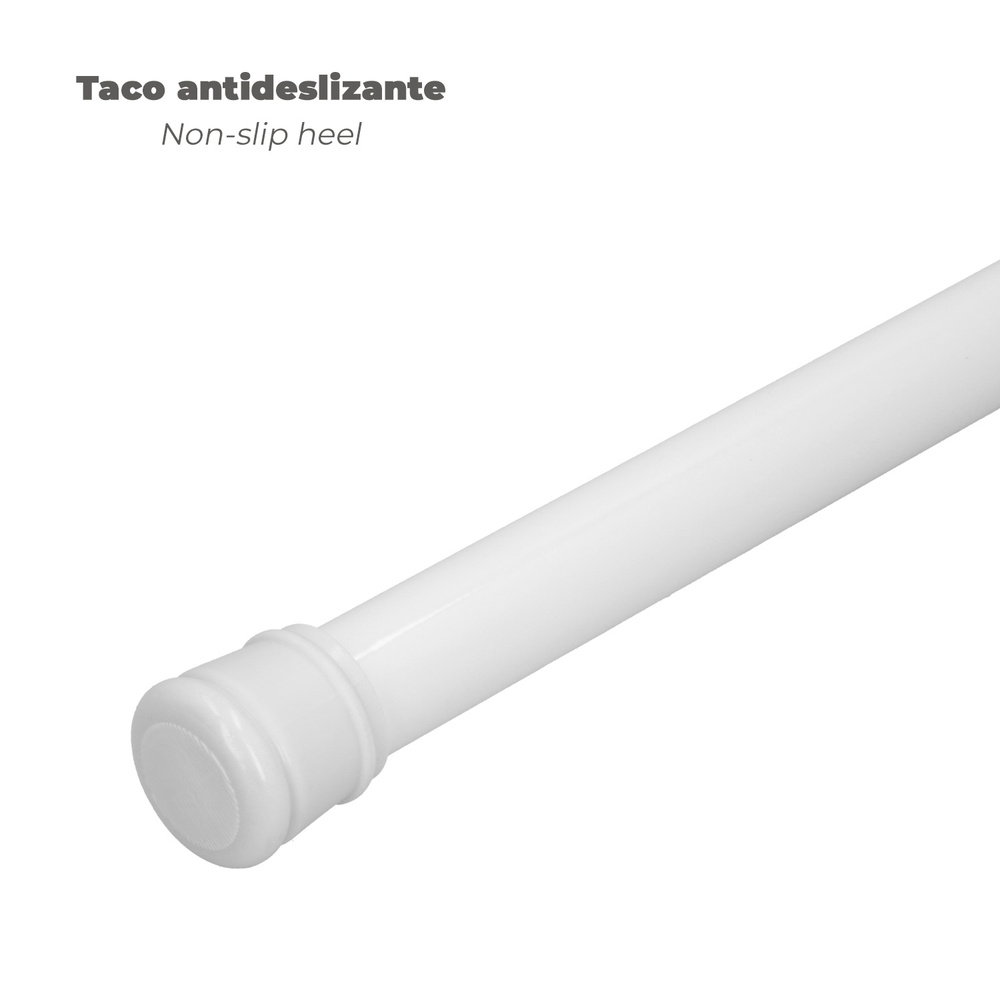 Barra Para  Cortina Ducha Extensible Aluminio Blanco 125 a 220 cm.