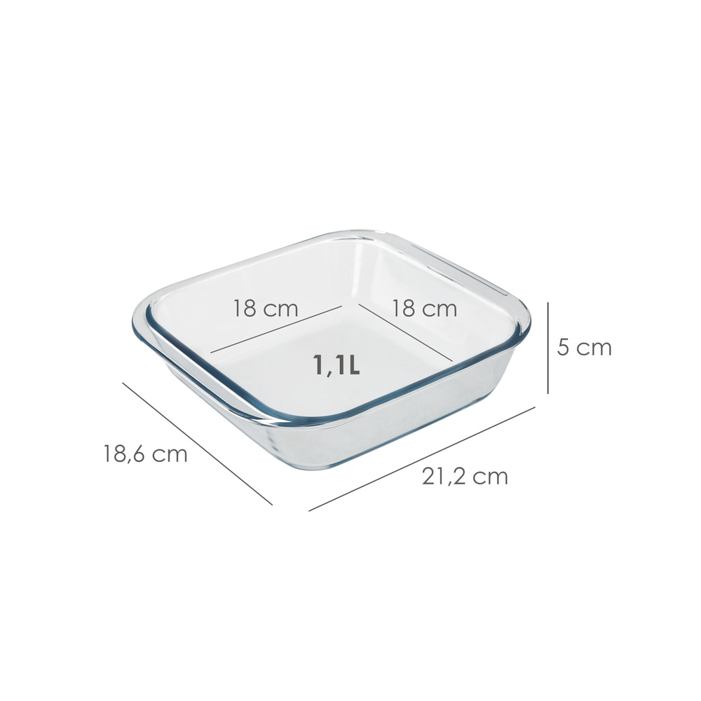 Fuente Cristal Para Horno, 1.5 Litros, Molde Especial Reposteria, 27x14x7  Cm.