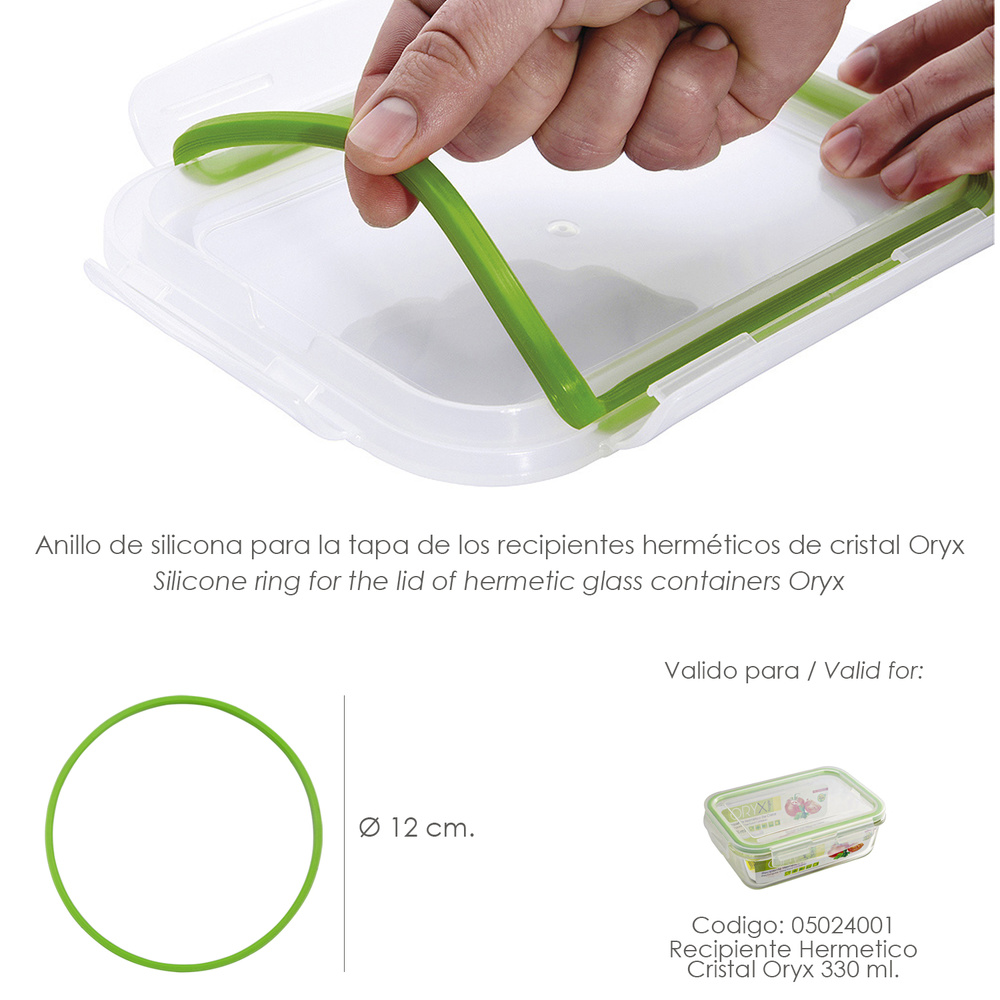 ▷🥇 distribuidor anillo silicona para recipiente hermetico cristal  rectangular 330 ml