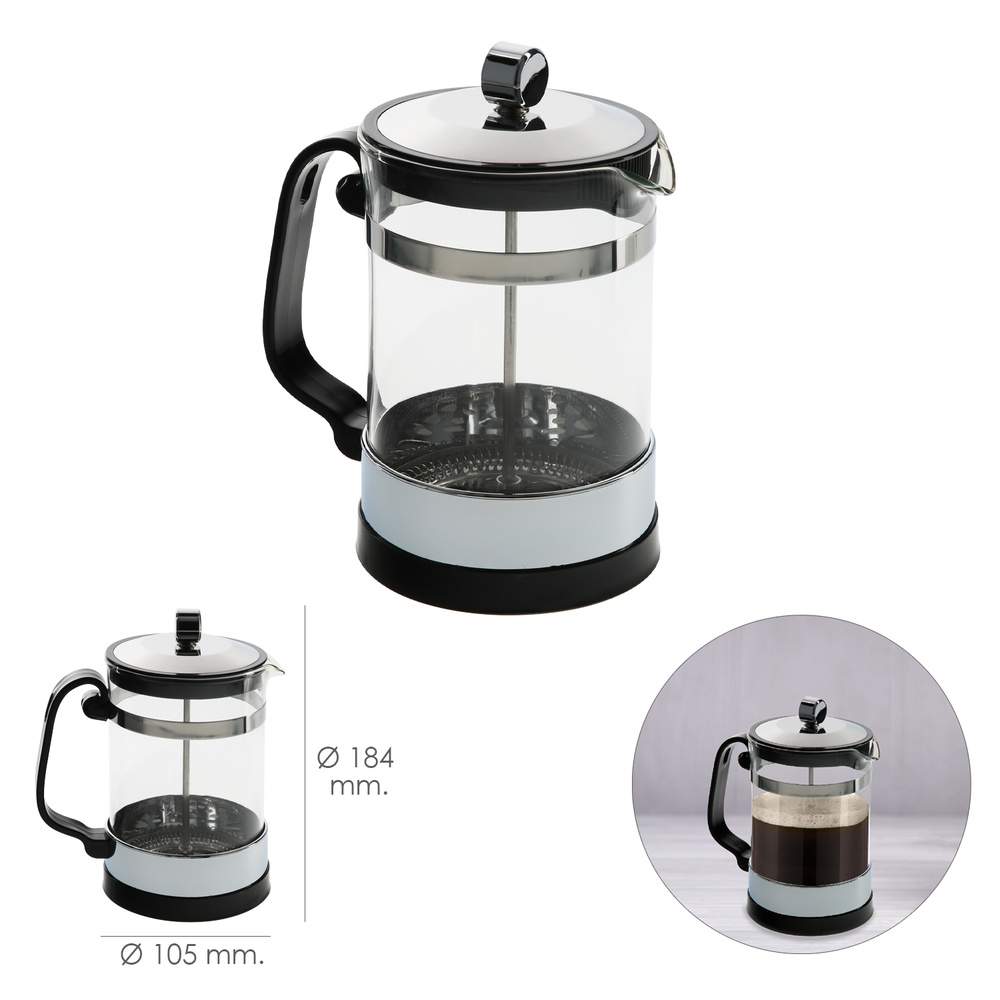 ▷🥇 distribuidor cafetera de embolo de cristal y acero inoxidable 800 ml |  Mayorista Ferretería 【AFT】