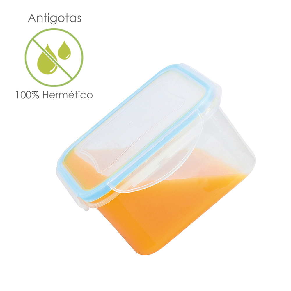 ▷🥇 distribuidor recipiente hermetico plastico cuadrado 700 ml 13x13x7  (alt) cm