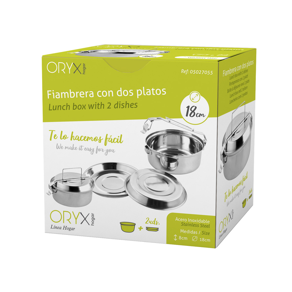 ▷🥇 distribuidor fiambrera acero inoxidable con 2 platos Ø 18 cm