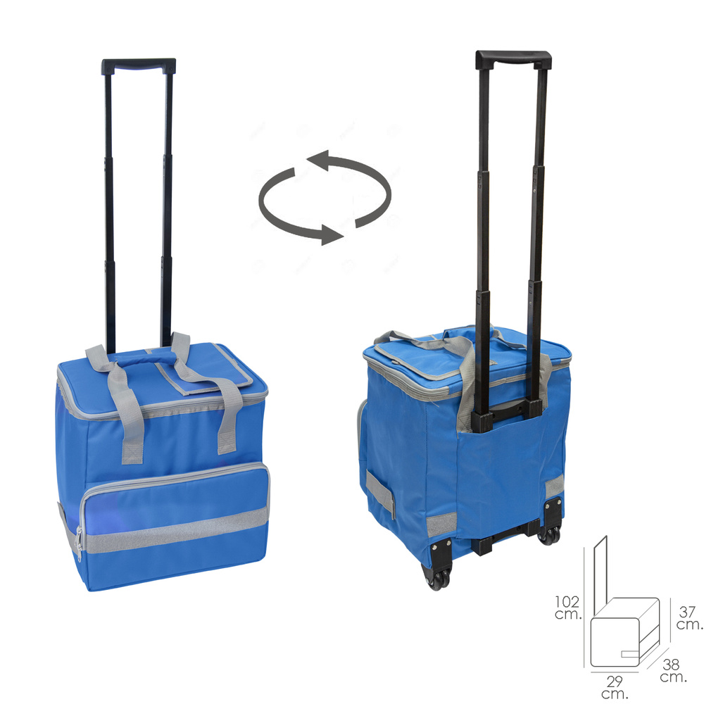distribuidor nevera bolsa termica 38 litros azul trolley