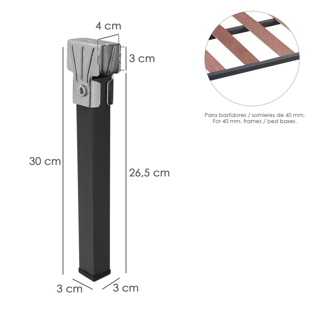 Patas de 40X30. Para Somieres 40x30 - 4 Uds-Patas Camas