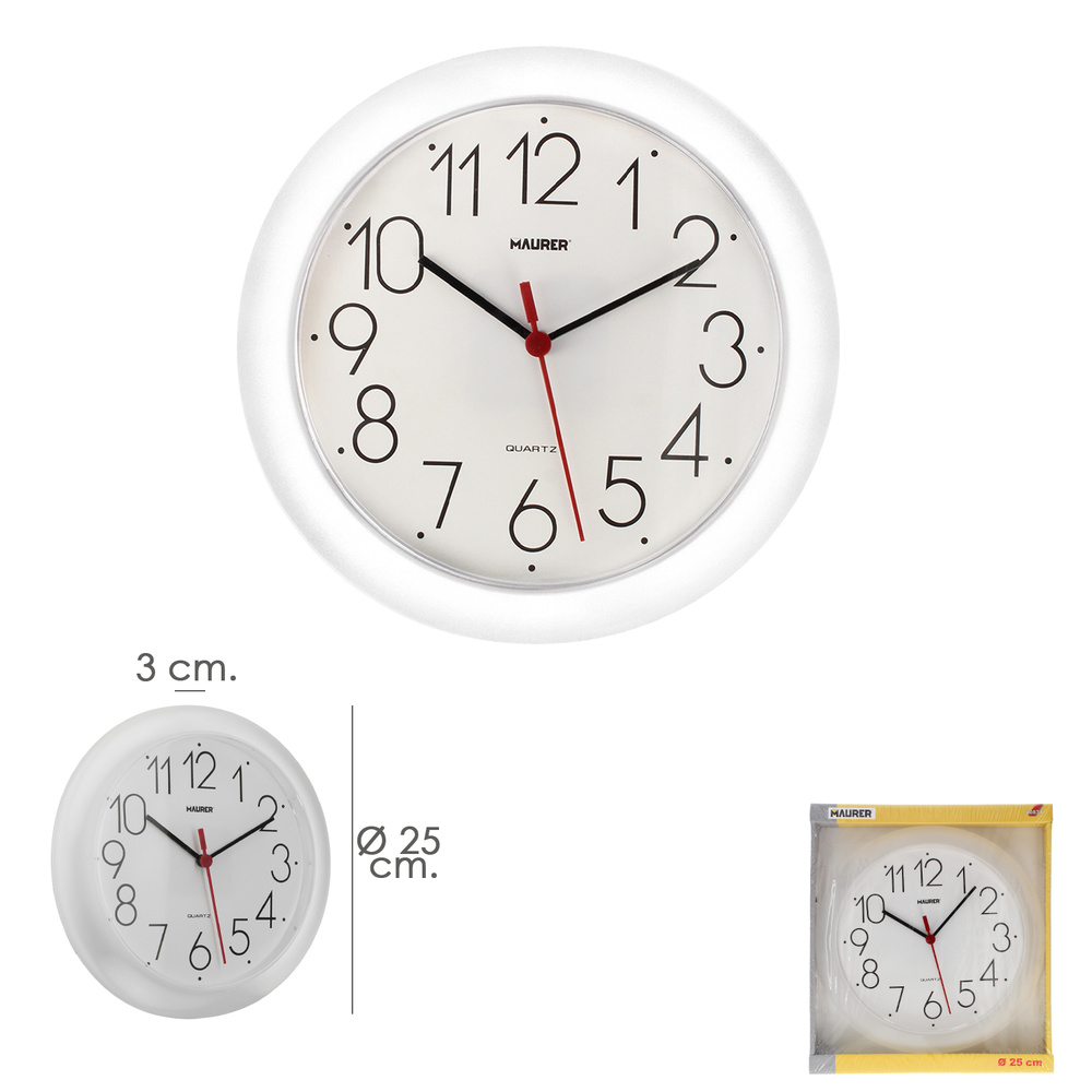 Reloj De Pared Ø 25 cm. Blanco