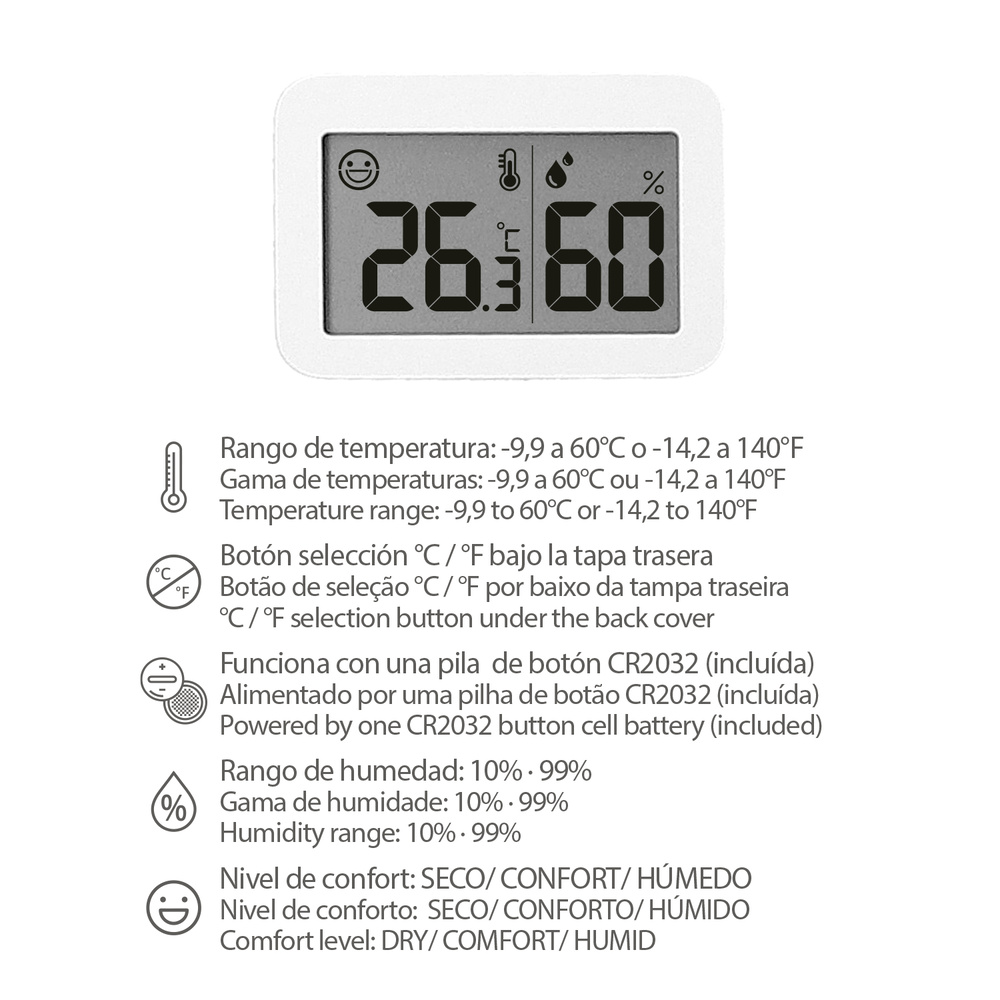 Termometro Digital Con Indicador Humedad