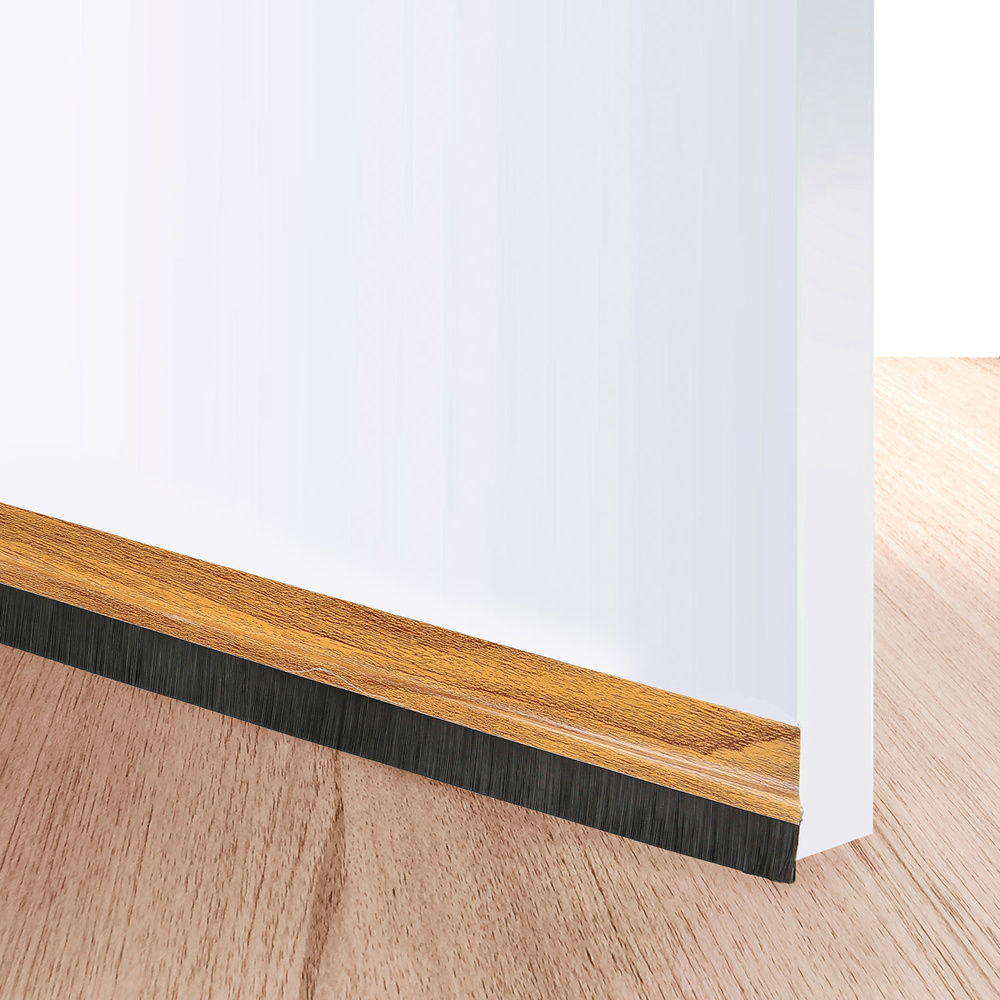 Burlete Puerta Pvc Roble Con Cepillo 1 Metro