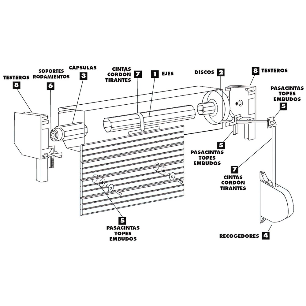 Recogedor persiana Abatible para Montaje en Superficie. Incluye Cinta en  Color Blanco y pintas Negras. Enrollador Persiana en plástico de Color  Blanco. Fabricado en España. (Cinta 18mm) : : Bricolaje y  herramientas