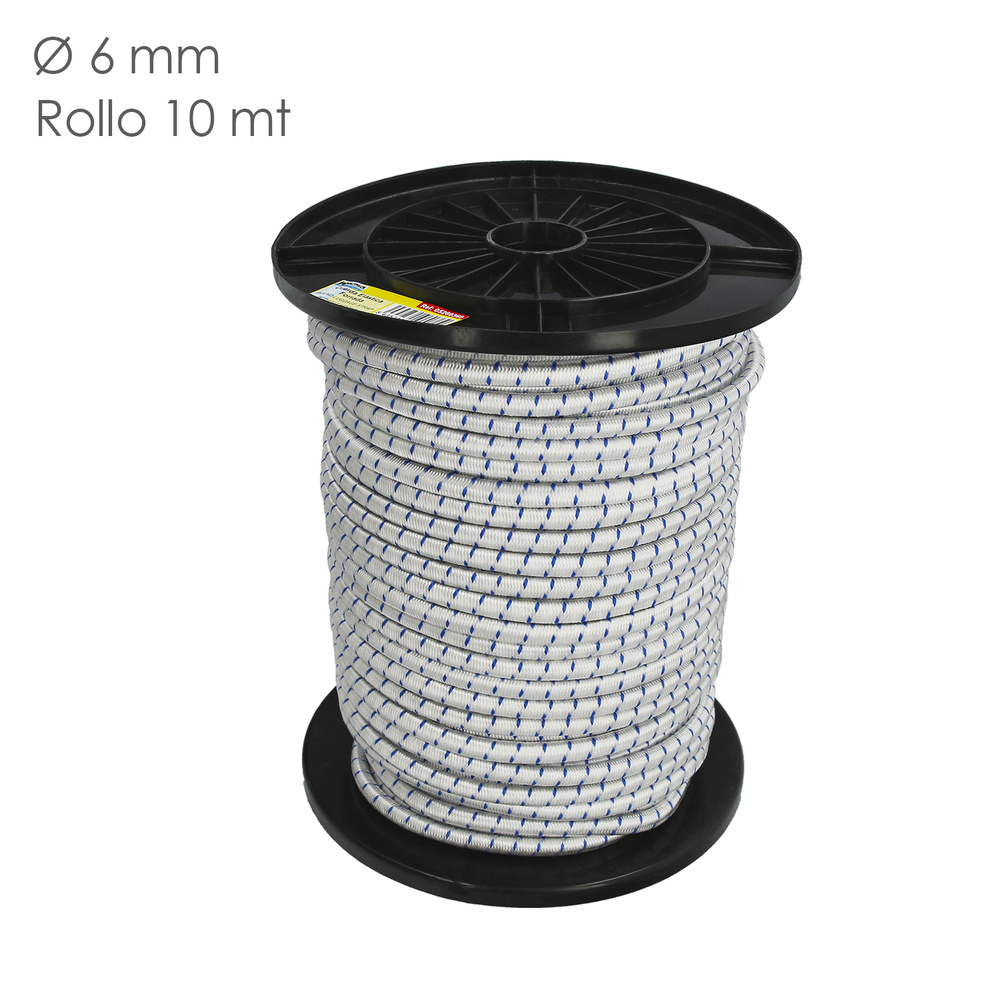 Cuerda Elástica Forrada    6 mm. Rollo de 100 metros