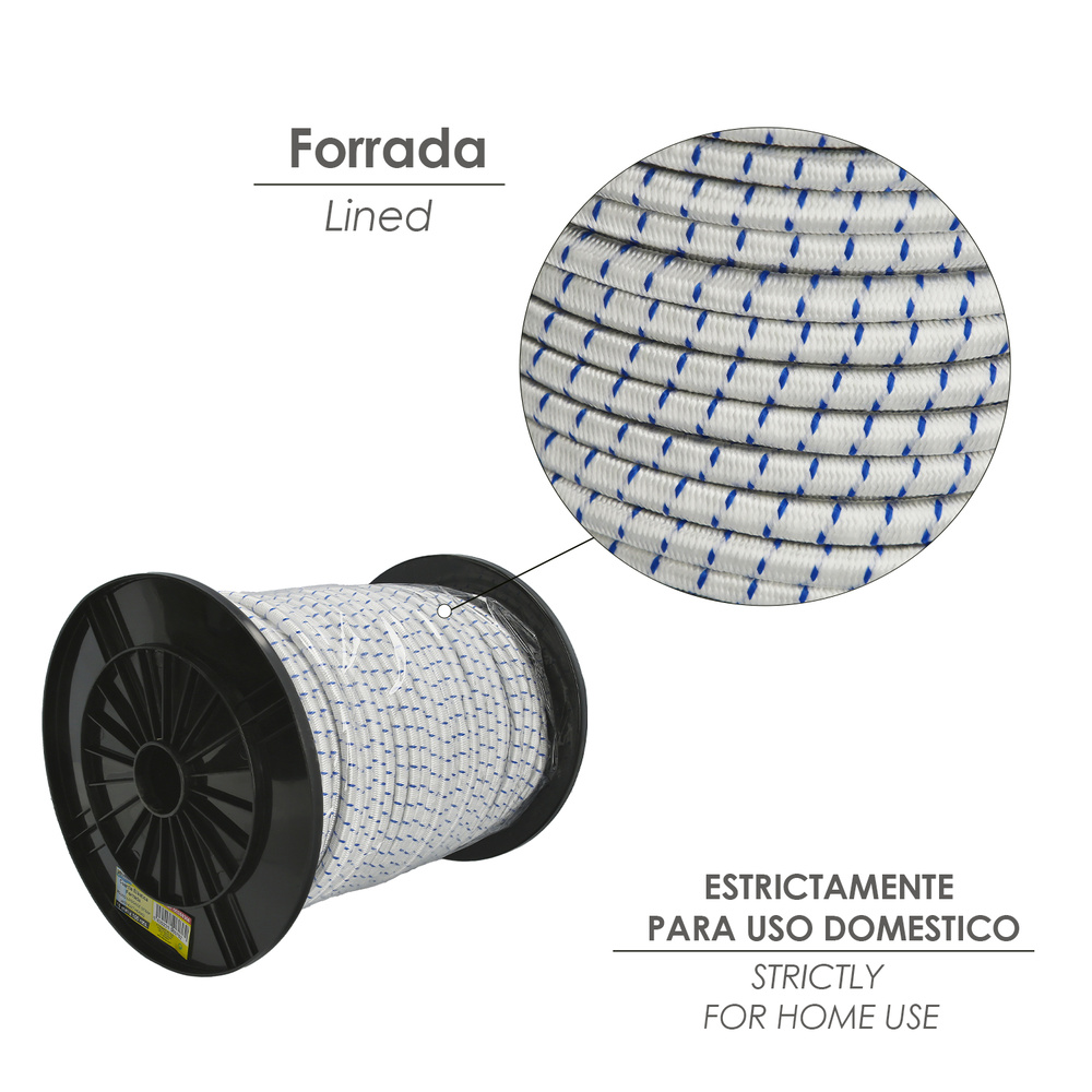 Cuerda Elástica Forrada    6 mm. Rollo de 100 metros